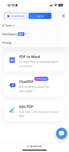 LightPDF 官網 PDF 轉 Word
