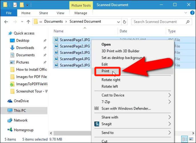 選擇Microsoft Print to PDF「列印」功能
