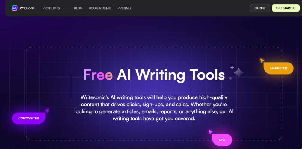 Writesonic 網頁版面