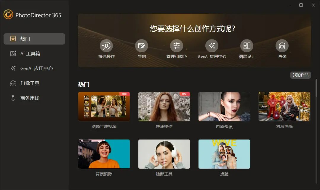 CyberLink PhotoDirector 軟體介面,展示照片編輯功能與繁體中文操作環境