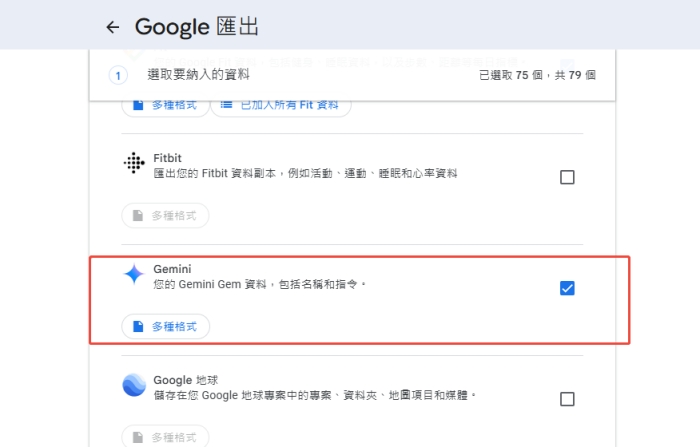 Google Takeout 匯出 Gemini 活動記錄