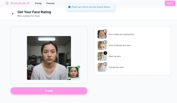 PrettyScale AI 顏值測試結果
