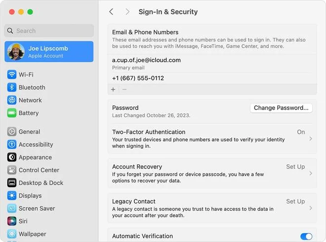 在 MAC 設定中重設 Apple ID 密碼