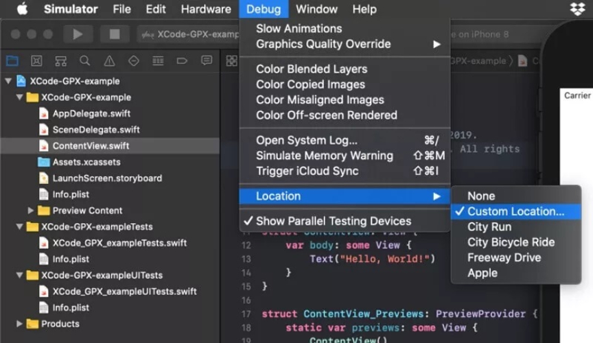xcode-enter-location-manually