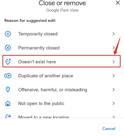 移除 Google 商家地址