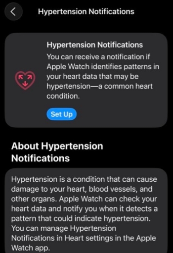 Apple Watch 高血壓通知啟用成功