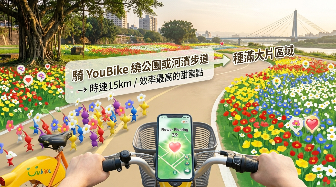 皮克敏種花攻略 台灣YouBike騎腳踏車種花效率技巧