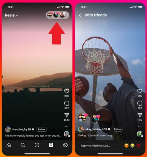IG Reels 顯示朋友按讚提示
