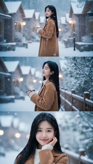 Gemini AI 雪景三宮格範例