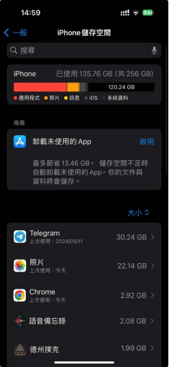 查看iphone/ipad 儲存空間4
