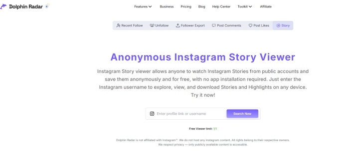 DolphinRadar Viewer 匿名查看 IG 限動