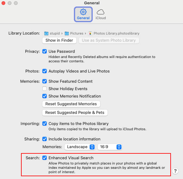 mac上關閉增強視覺搜尋