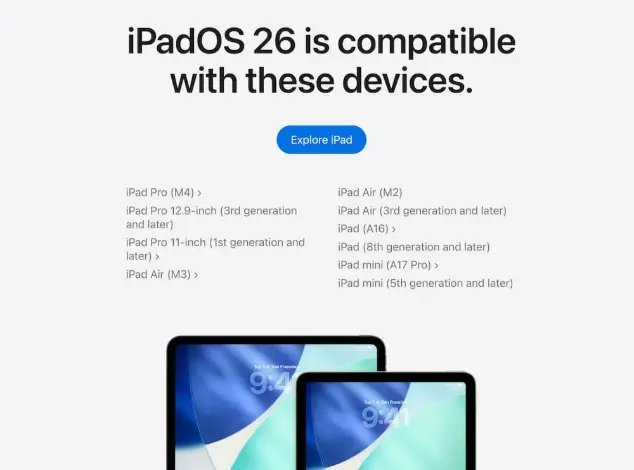 iPadOS 26 支援機型