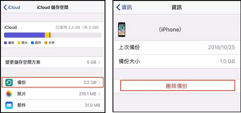 刪除多餘備份