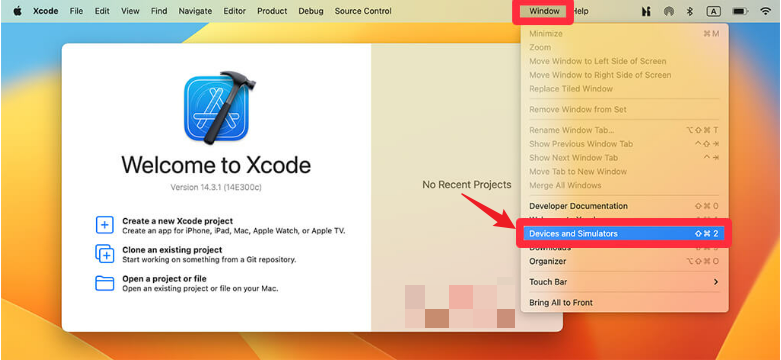 Xcode Devices and Simulators 選擇 iPhone 開發者模式