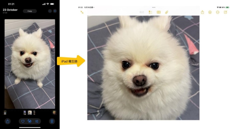 iphone手勢拷貝照片到ipad
