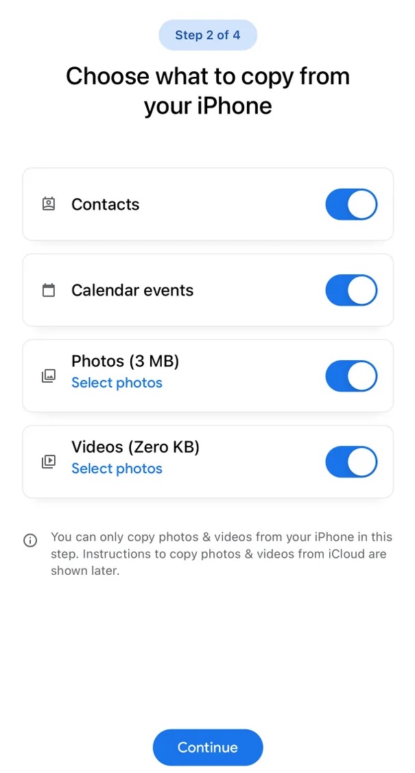 轉移到Android app數據選擇