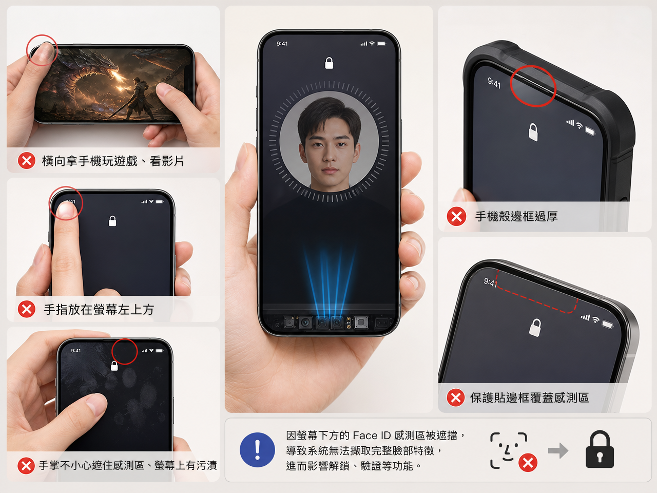 iPhone 18 Pro Face ID 感測區被手指或其他物品遮擋