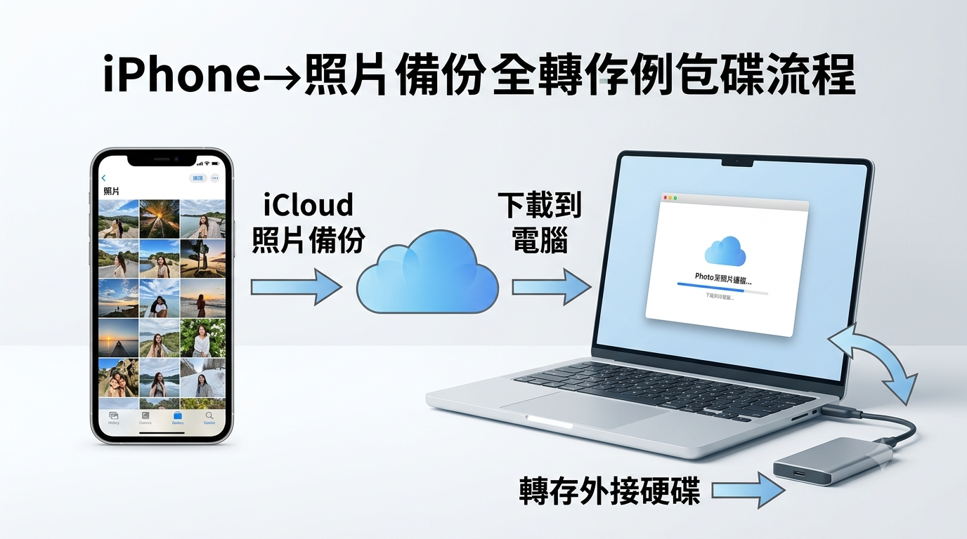 iCloud 照片下載後轉移到外接硬碟