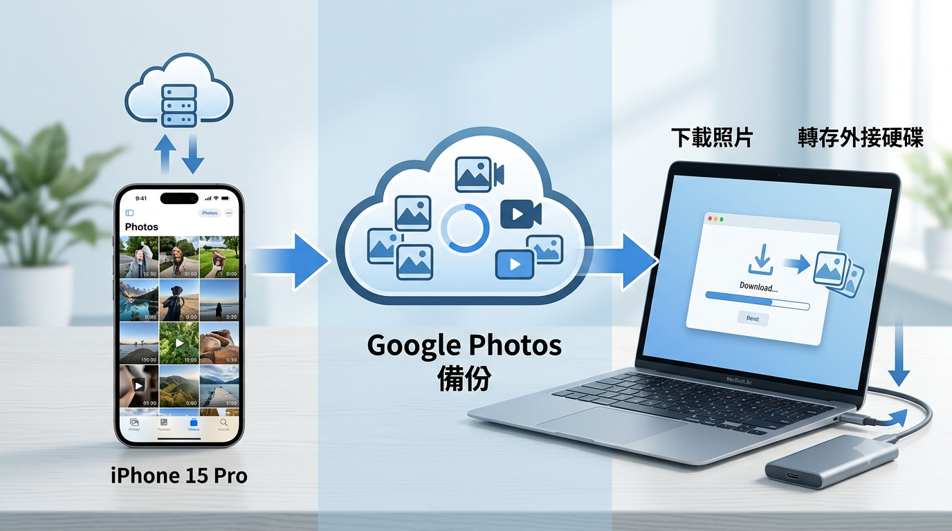 Google Photos 備份後轉移到外接硬碟
