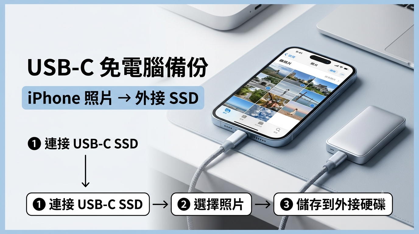 iPhone照片備份隨身碟 USB-C 直接備份