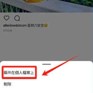 顯示在個人檔案上