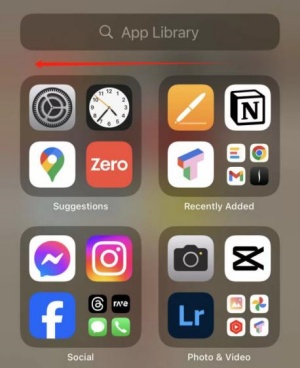 使用「搜尋」iOS刪除App復原到主屏