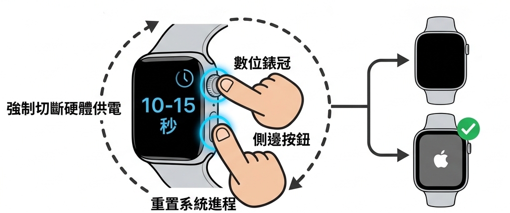 Apple Watch 白蘋果強制開機重啟