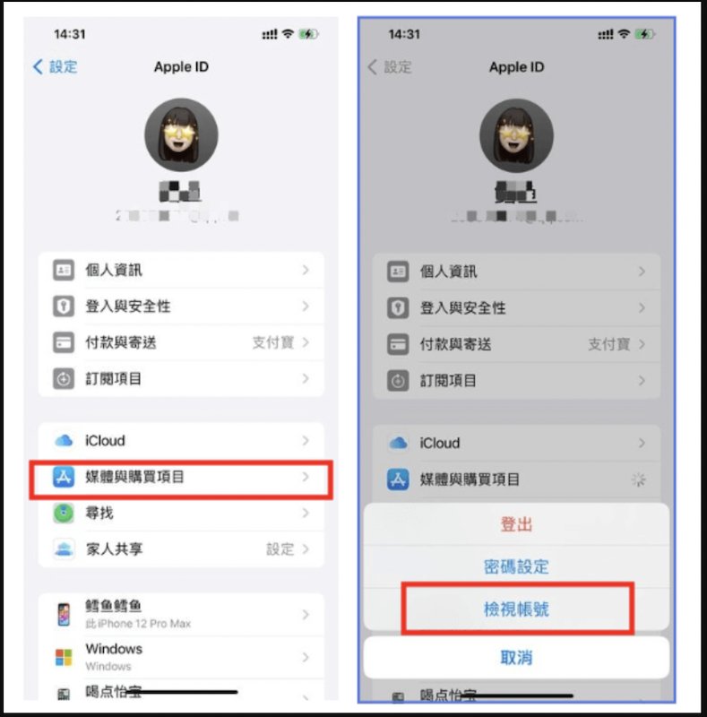 檢視Appstore賬號
