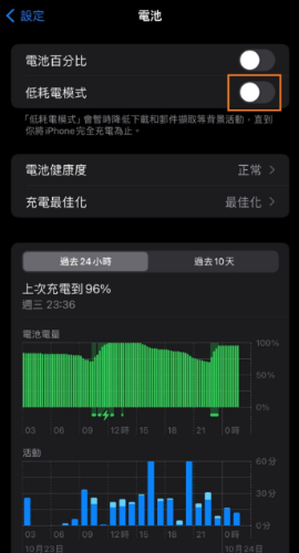 啟用 iPhone 低電量模式