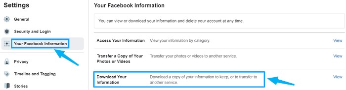 Facebook的下載資訊副本功能