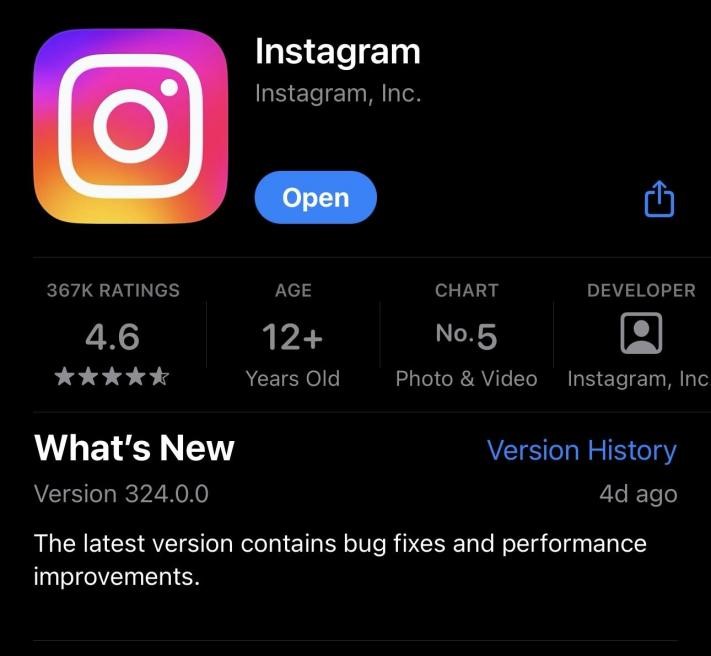 更新Instagram應用程式