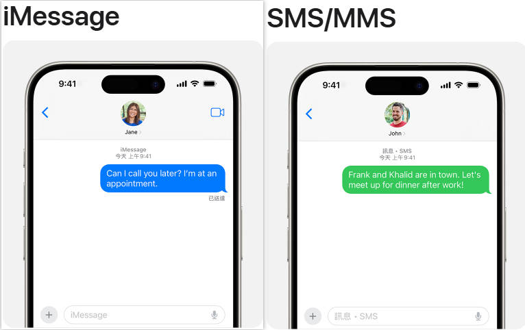 . iMessage與簡訊的對比