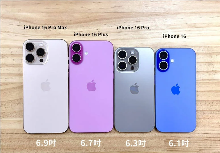 iPhone 16系列完整陣容,包含iPhone 16、16 Plus、16 Pro、16 Pro Max四款機型