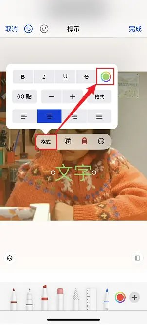 iPhone標示工具完整色彩選擇器畫面