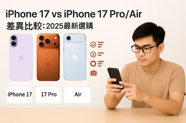 iPhone 17 vs iPhone 17 Pro/Pro Max/Air 比較示意圖