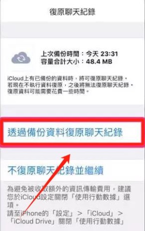 透過備份資料恢復聊天記錄