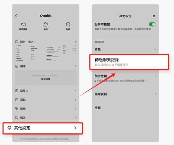 傳送聊天紀錄