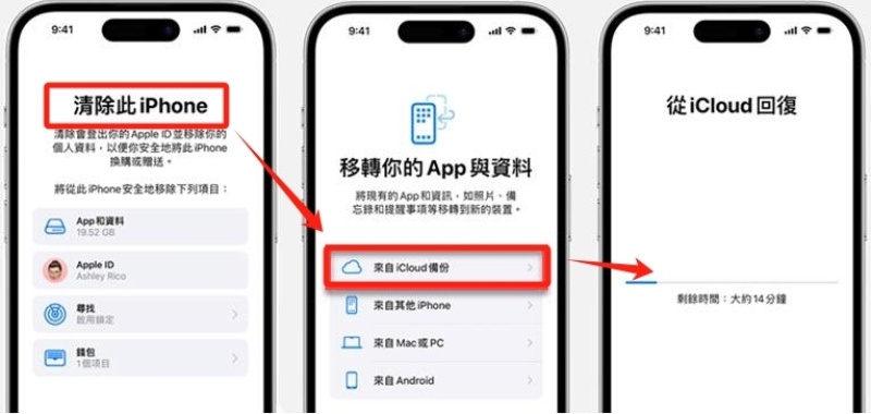 等待還原進度完成