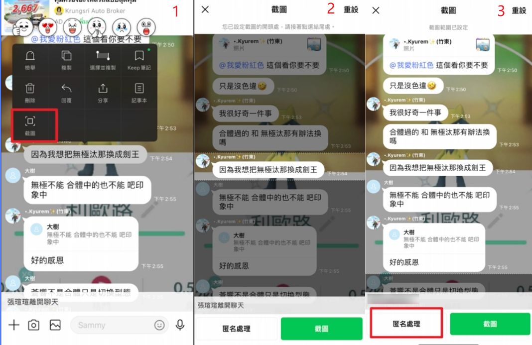 LINE iOS 截圖匿名步驟教學