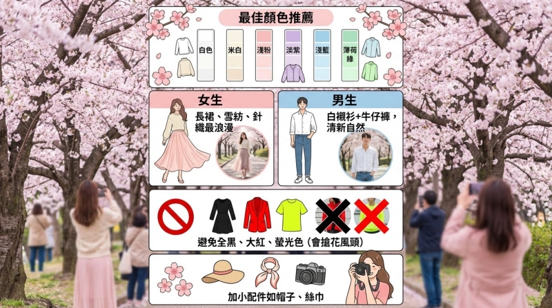 櫻花拍照要穿什麼顏色衣服