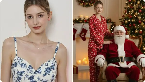 2025 聖誕節照片 App｜AI 聖誕虛擬試穿與人像精修示意圖