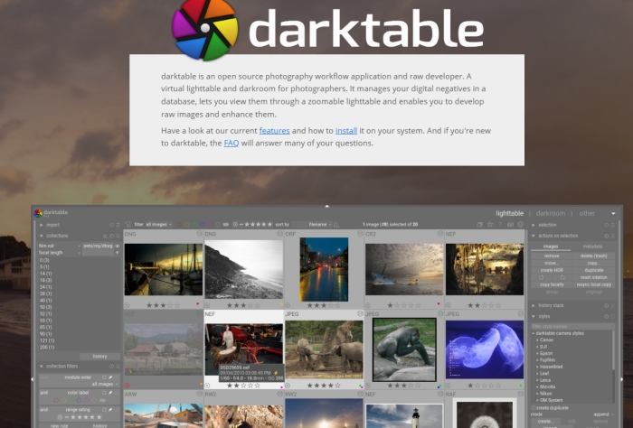 Darktable 介面