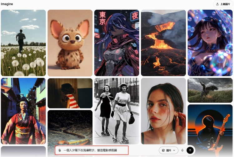 grok imagine 1.0 Prompt 輸入