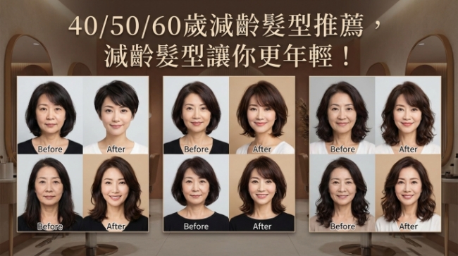 50歲以上女性髮型變化前後對比