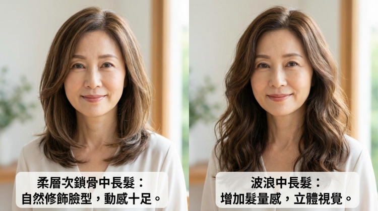 50歲減齡中長髮波浪造型