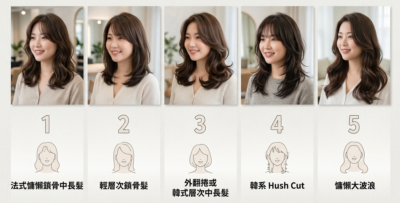 女生胖圓臉中長髮髮型