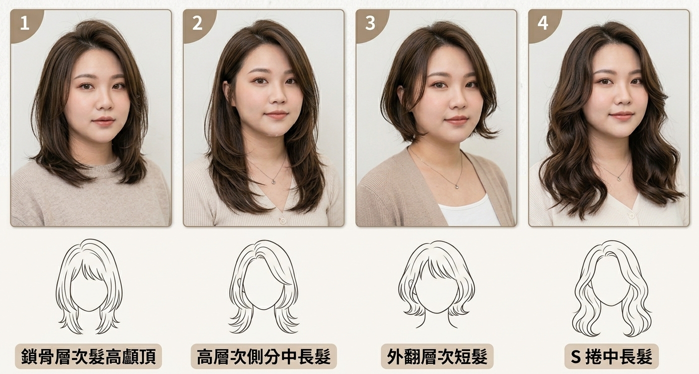 圓臉短下巴髮型