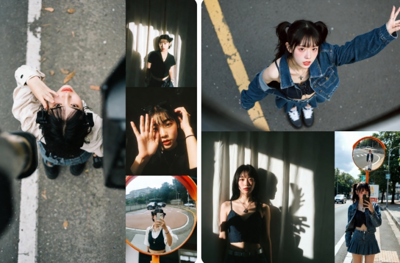 網美拍照姿勢光影互動示意