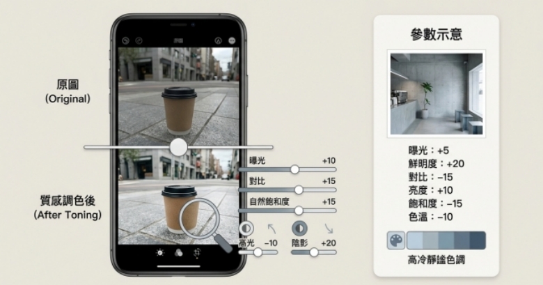 iPhone 質感調色 高冷靜謐現代感
